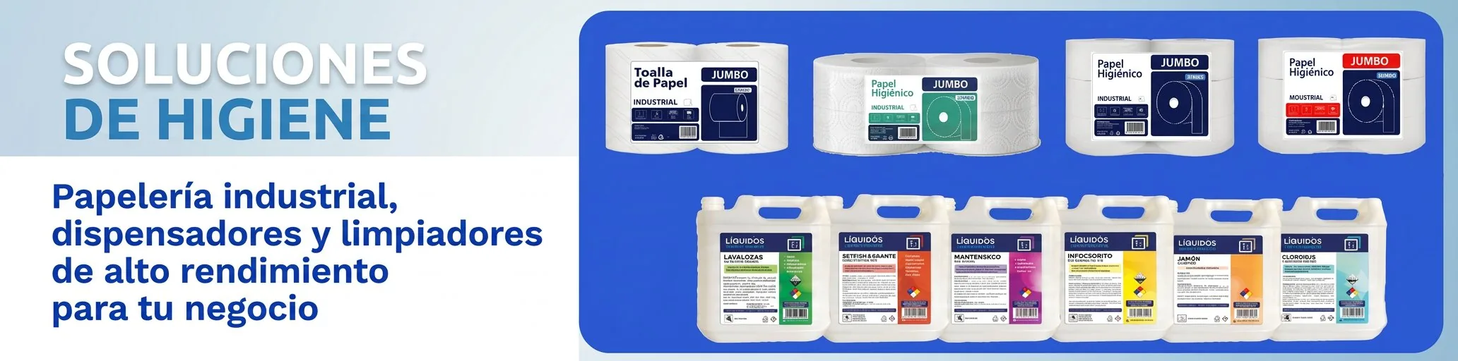 Soluciones de higiene: papelería industrial y limpiadores